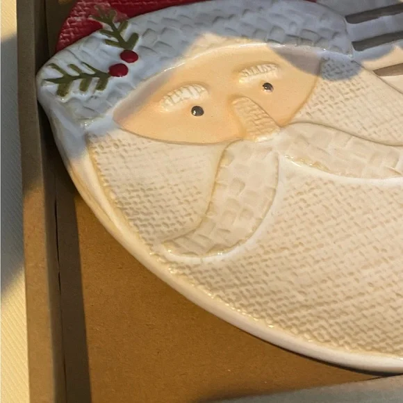 NWT Mud Pie Santa Ho Ho Ho Cheese Plate with Spreader - Picture 4 of 4